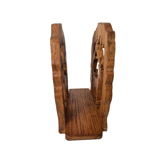 Vintage Hand-Carved Wooden Deer in Forest Napkin or Letter Holder - Picture 4 of 5